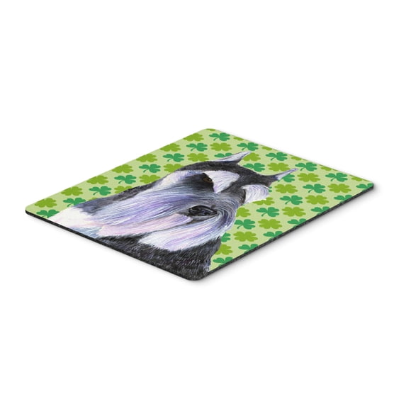 "Schnauzer St. Patricks Day Shamrock Portrait Mouse Pad Hot Pad or Trivet"