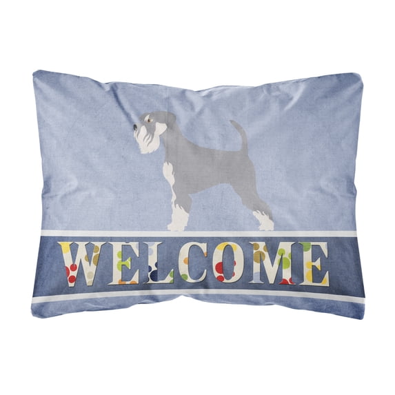Schnauzer Welcome Canvas Fabric Decorative Pillow