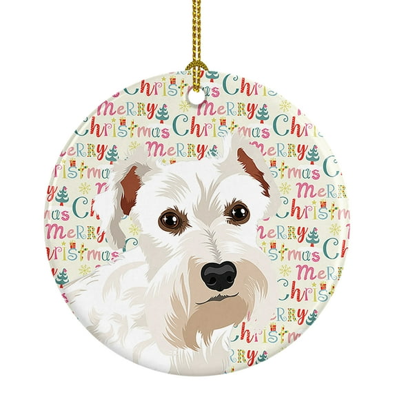 Schnauzer White #1 Christmas Ceramic Ornament 2.8 in x 2.8 in