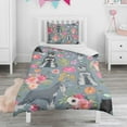 thumbnail image 1 of Schnauzer and Flower Duvet Cover and Pillowcase Set for Single Bedding, Bedroom Accessories for Kids Teens, 1 of 5