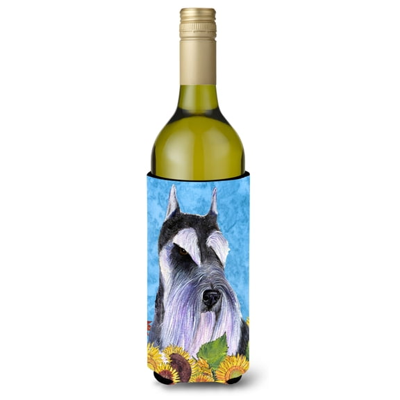 Schnauzer in Summer Flowers Wine Bottle Hugger