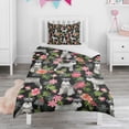 thumbnail image 1 of Schnauzer with Flowers Duvet Cover and Pillowcase Set for Single Bedding, Bedroom Accessories for Kids Teens, 1 of 5