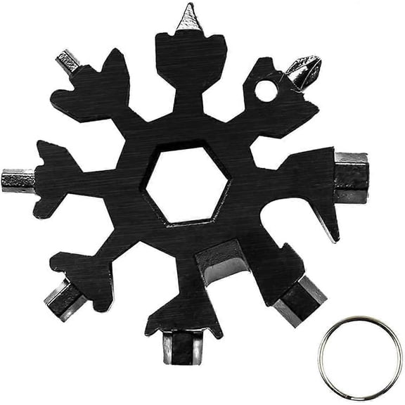 Schneeflocke Multi Tool 18-in-1 Tragbares Edelstahl-Multifunktionswerkzeug fr Outdoor EDC Abent Multitool Edelstahl Multifunktionswerkzeug(Schwarz)