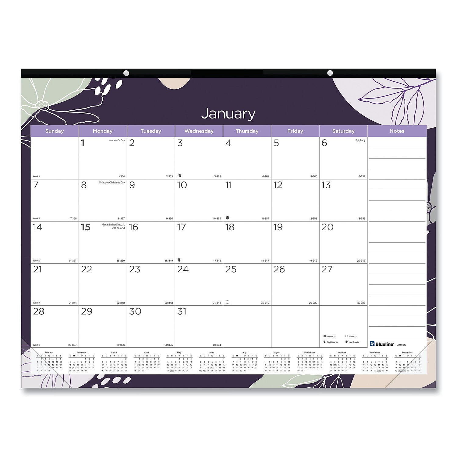 Schneider 2024 Blueline 22 x 17 Monthly Desk Pad Calendar Gold Detail