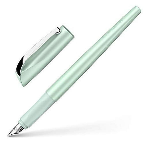 Schneider Callissima Calligraphy Fountain Pen, 1.5 mm, Refillable, Metallic Mint Barrel, Bermuda Blue Ink Cartridge (163811)