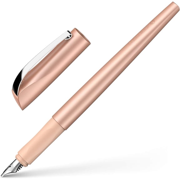 Schneider Callissima Calligraphy Fountain Pen, 1.8 mm, Refillable, Metallic Apricot Barrel, Apricot Ink Cartridge (163906)
