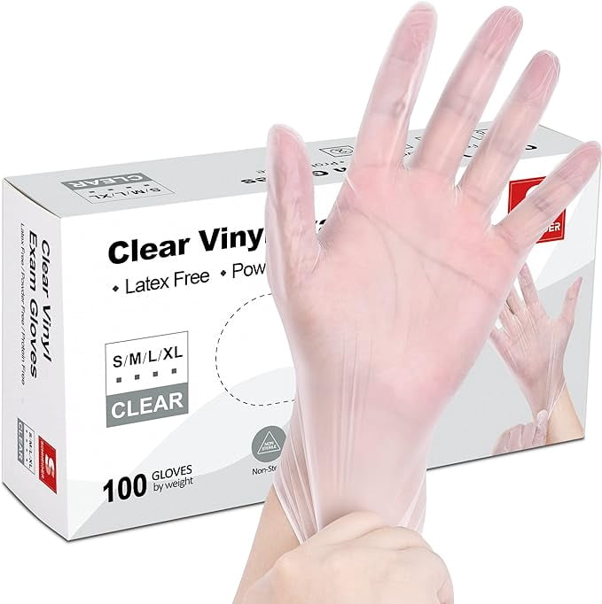 Schneider Clear Vinyl Exam Gloves, 4-mil, XL 100-ct Box, Latex-Free ...