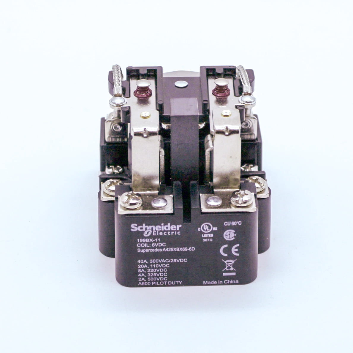 Schneider Electric 199BX-11 DPDT 40A 6VDC Magnetic Blowout Power Relay