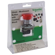 Schneider Electric EmergencyStopPushButton,NonIllum,Red,1NC XB4AB2