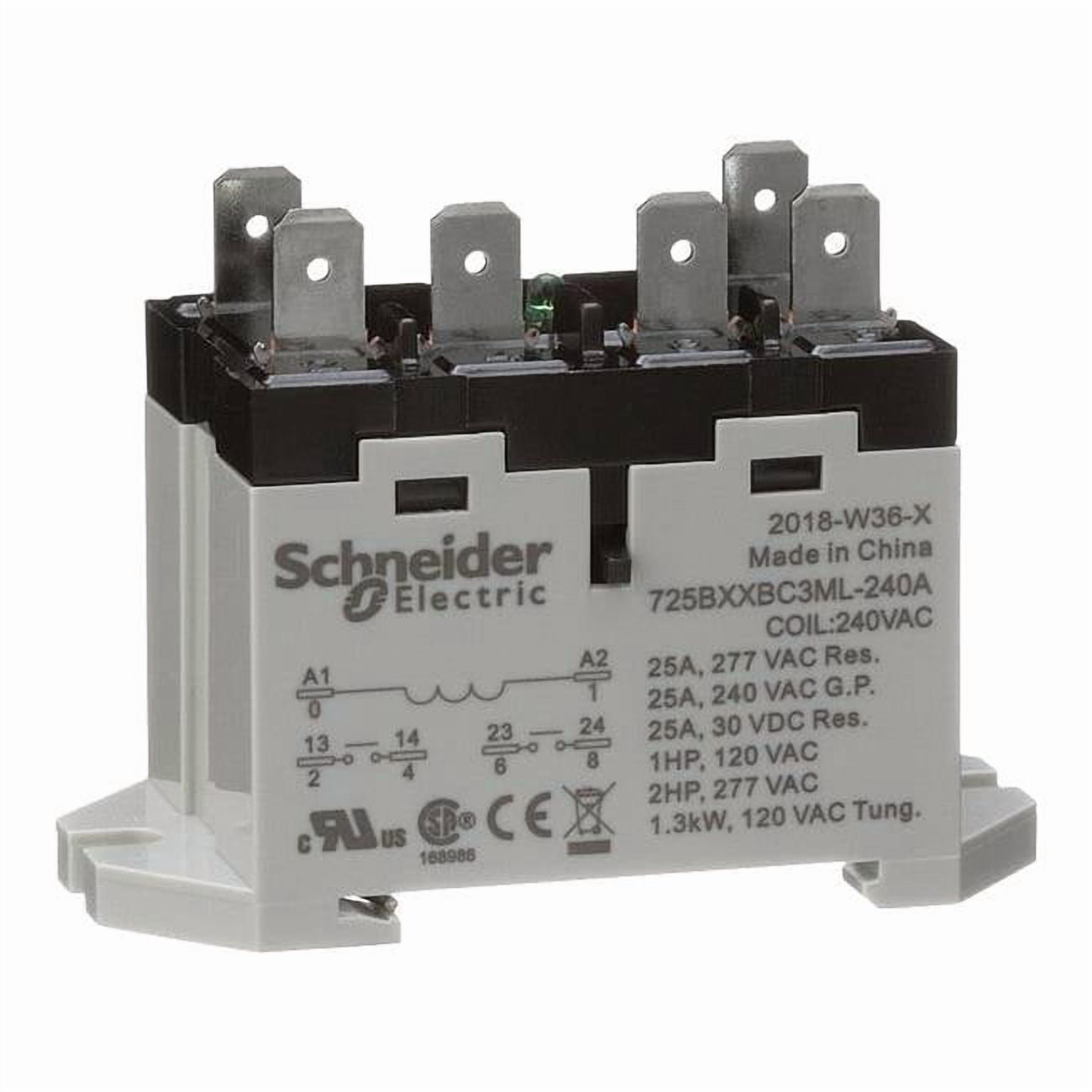 DIN Rail & Top Flange, Enclosed Power Relay, Square, 25 A, 6 Pins, Quick Connect