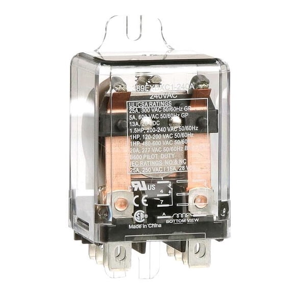Flange Mount, Enclosed Power Relay, Octal, 25 A, 8 Pins, Quick Connect