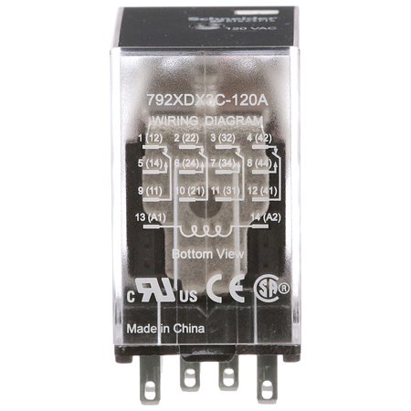 Schneider Electric Gen Purpose Relay,14 Pin,Square,120VAC 792XDX3C-120A