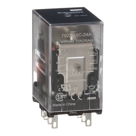Schneider Electric Gen Purpose Relay,8 Pin,Square,24VAC 792XBXC-24A