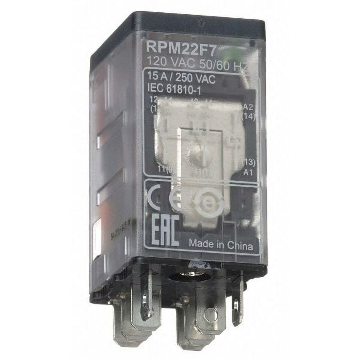 Schneider Electric General Purpose Relay,120VAC, 15A, 8Pins RPM22F7 ...