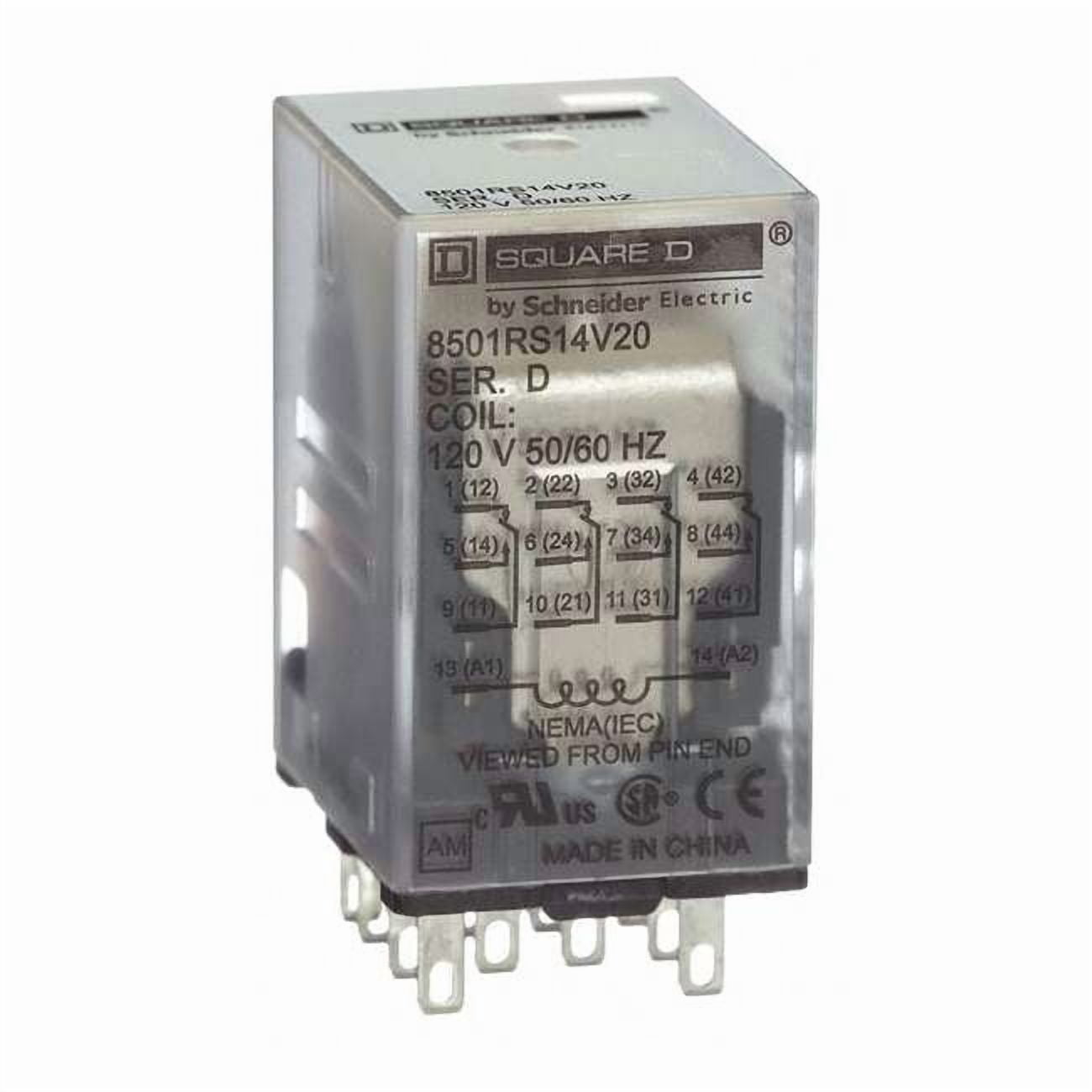 Schneider Electric General Purpose Relay,120VAC, 6A, 14Pins 8501RS14V20
