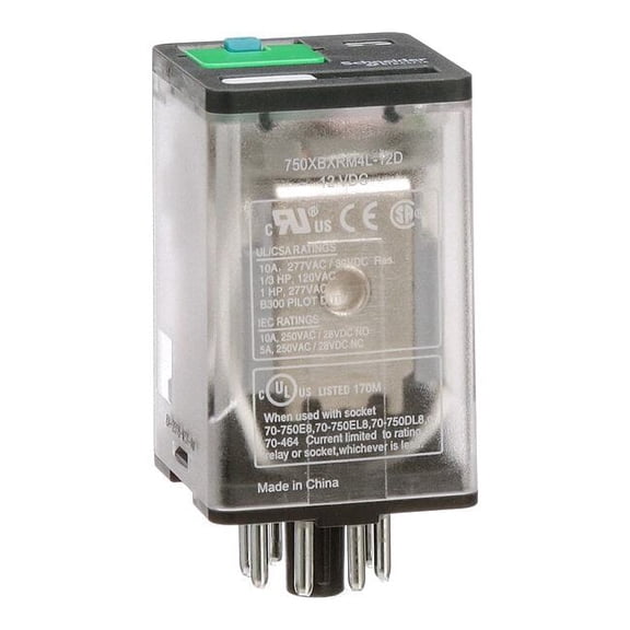 Schneider Electric General Purpose Relay, 12VDC, 10A, 8Pins 750XBXRM4L-12D