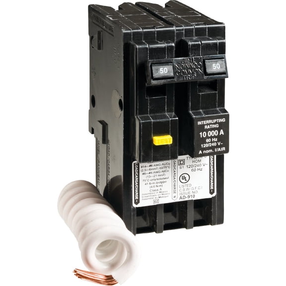 Schneider Electric Ground-Fault Circuit Interrupter Homeline GFCI Breaker - 2 Pole - 50 Amp