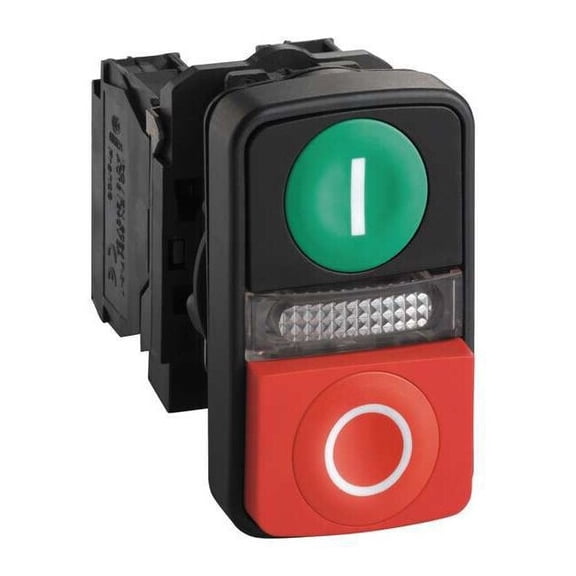 Schneider Electric Illum Push Button,22mm,1NO/1NC,Green/Red XB5AW73731G5