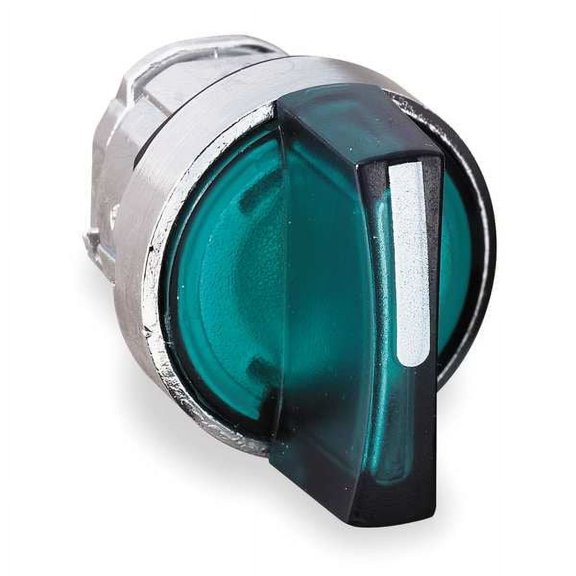 Schneider Electric Illum Selector Switch,3 Pos,22mm,Green ZB4BK1833