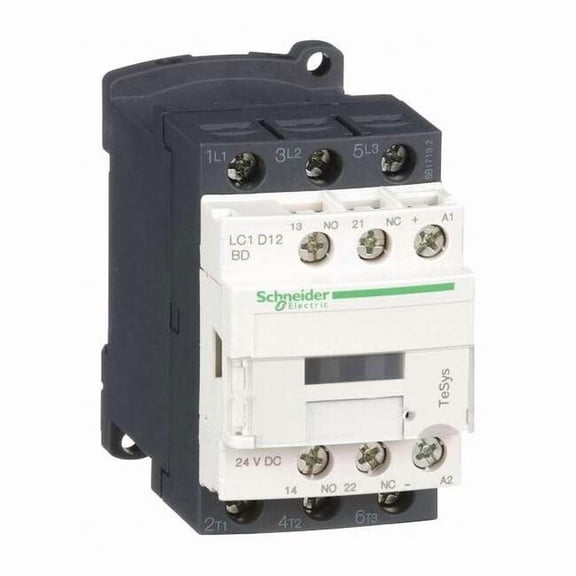 IEC Magnetic Contactor, 1NC/1NO, 24V DC, 3 P, Non-Reversing, Screw Clamp LC1D12BD