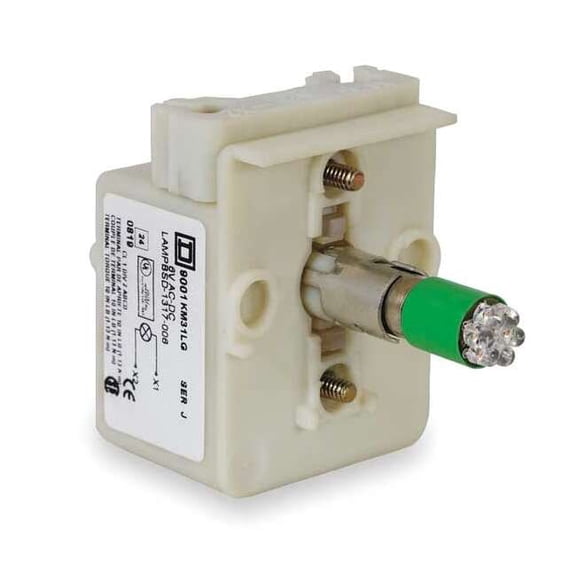 Schneider Electric Lamp Module, 30mm, 120VAC/VDC, Green, LED 9001KM38LG