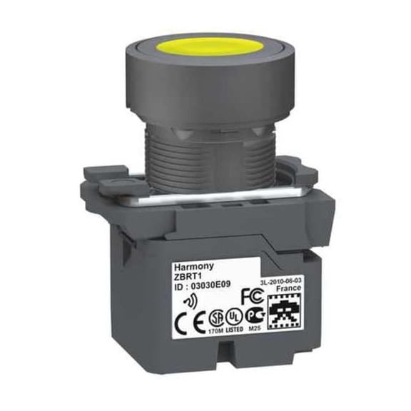 Schneider Electric Push Button with Transmitter, 22 mm, Yellow ZB5RTA5