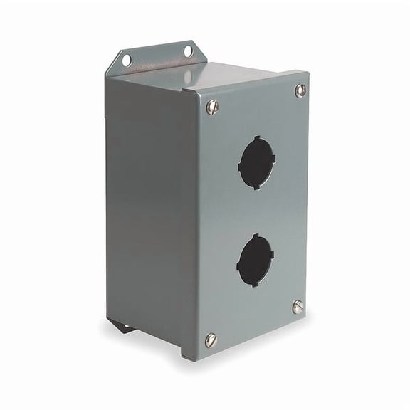 Schneider Electric Pushbutton Enclosure,30mm,2 Holes,Metal 9001KYAF2