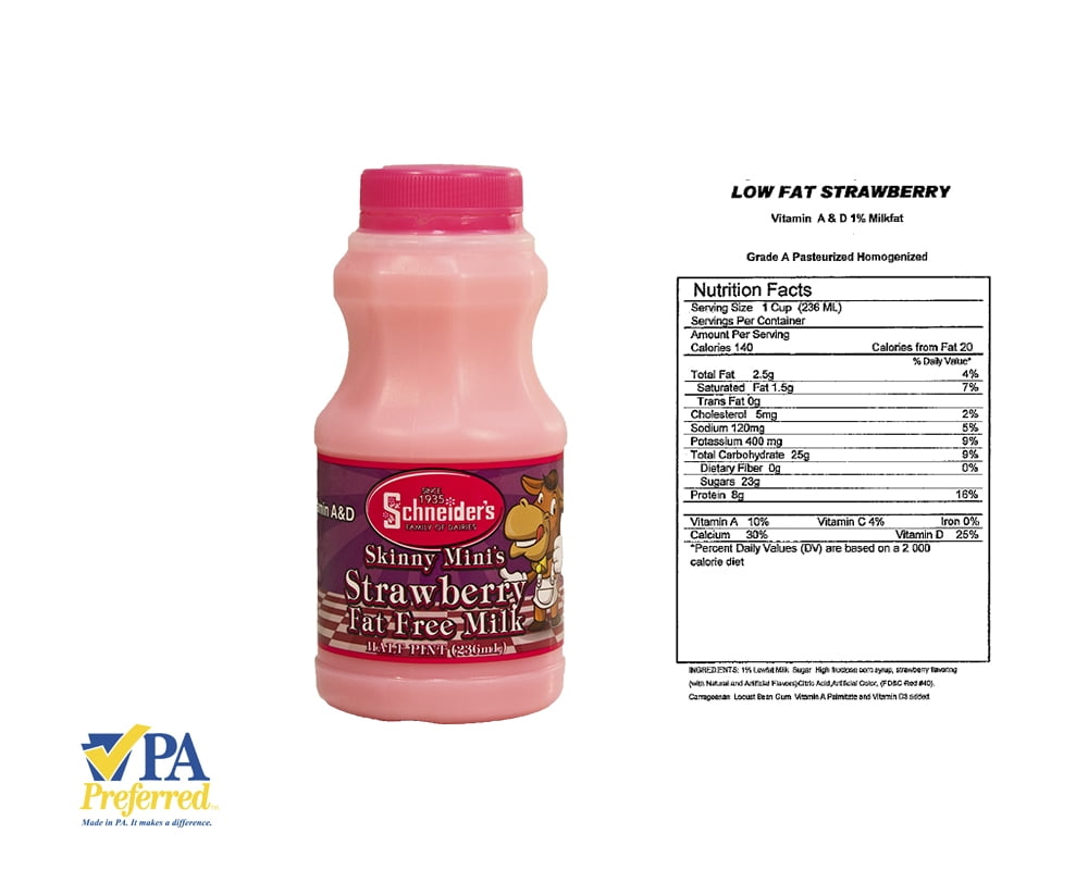 Schneider Fat-Free Strawberry Milk, 1 Pint