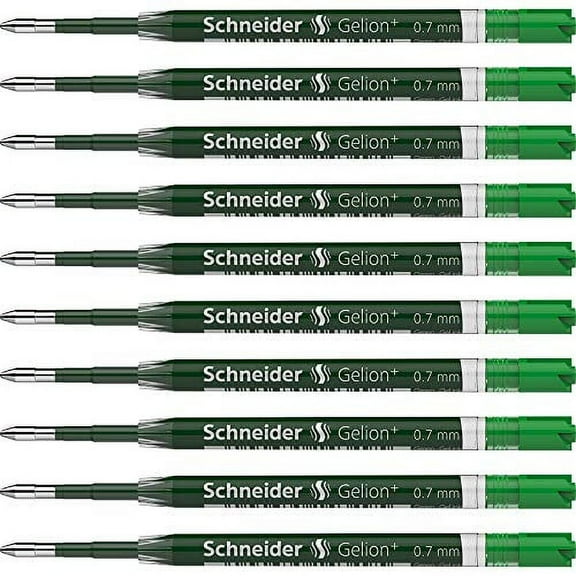 Schneider Gelion+ Gel Ink Cartridges, 0.7 mm, ISO Format G2, Green Ink, Box of 10 Refills (103904)