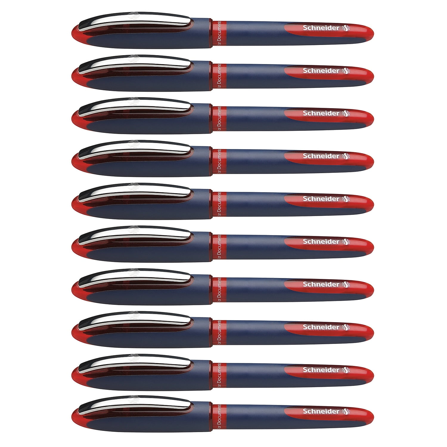 Schneider One Business Rollerball Pens, 0.6mm, Red, Pack of 10