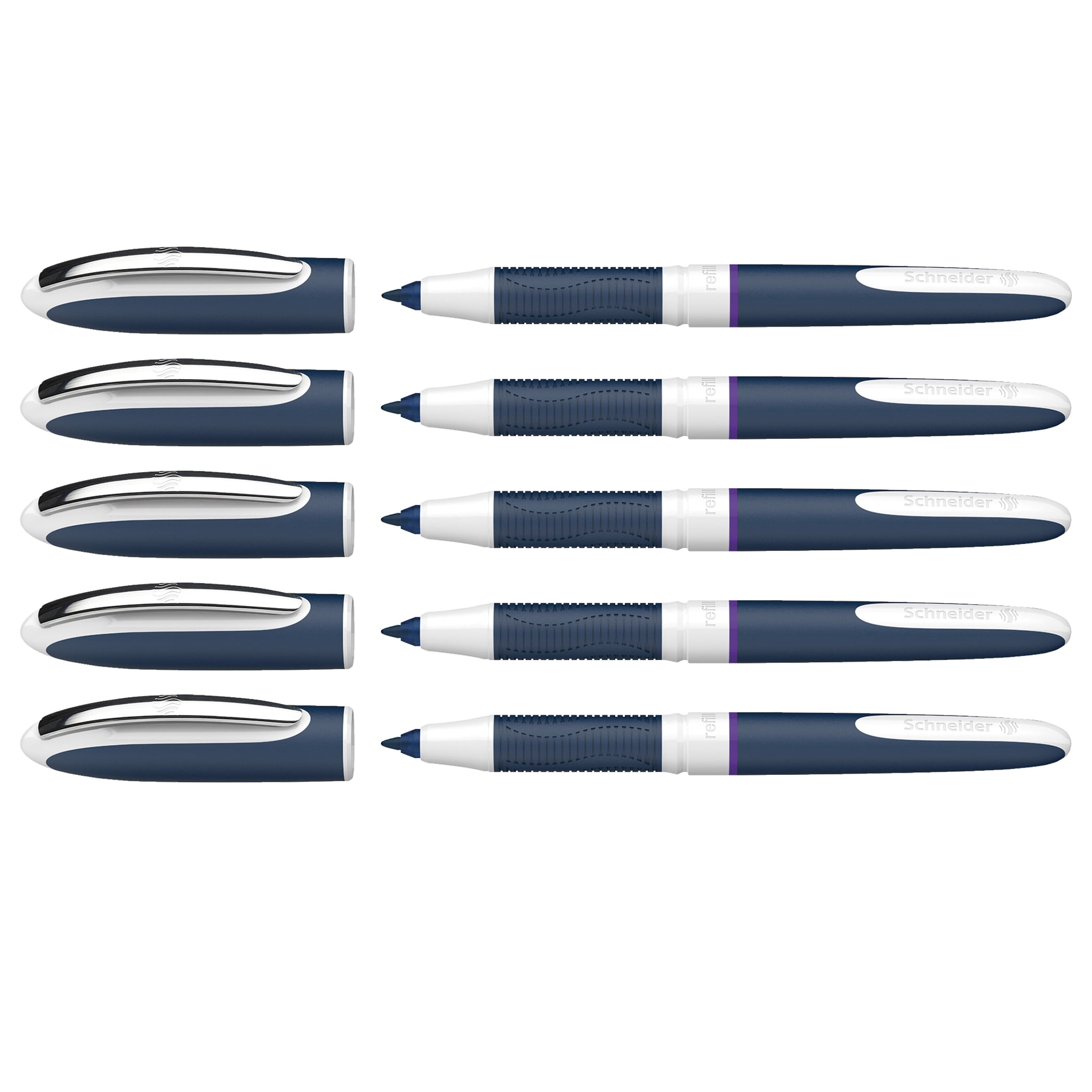 Schneider One Change Refillable Rollerball Pens, 0.6 mm, Violet, Pack of 5
