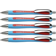 Schneider Rave Retractable Ballpoint Pen, ViscoGlide Ink, 1.4 mm, Red, Pack of 5