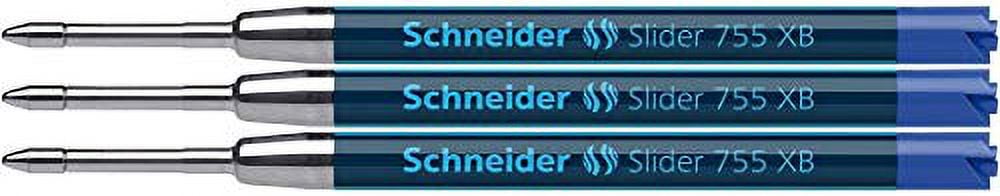 Schneider Slider 755 Ballpoint Refill, Permanent XB Blue, Blister Pack of 3