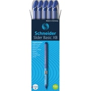 Schneider Slider Basic XB Ballpoint Pens - Extra Broad - 1.4 mm Pen Point Size - Blue Ink - Rubberized Barrel - Stainless Steel Tip - 10 / Box