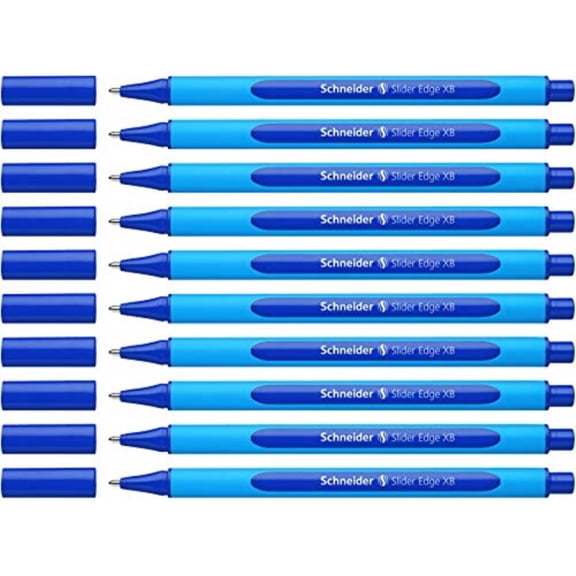 Schneider Slider Edge XB Ballpoint Pens, Triangular Barrel, Pack of 10, Made In Germany, Black or Blue Ink