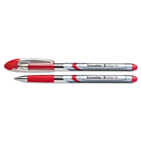 Schneider Slider M Ballpoint Pens, Red Ink, Made in Germany, Pack of 10, Med Ink (SCHN151102)
