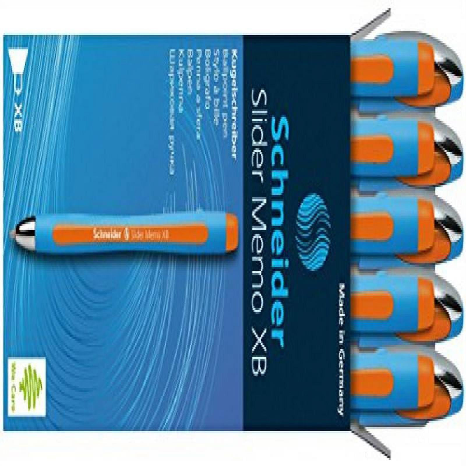 Schneider Slider Memo XB Ballpoint Pen, Orange, Box of 10 (150206)