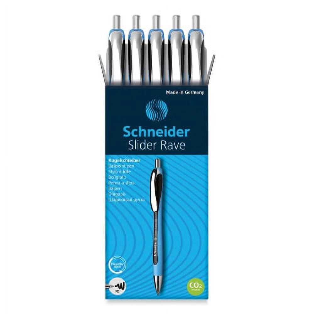 Schneider Slider Rave XB Ballpoint Pen, Retractable, Extra-Bold 1.4 mm, Black Ink, Black/Light Blue Barrel