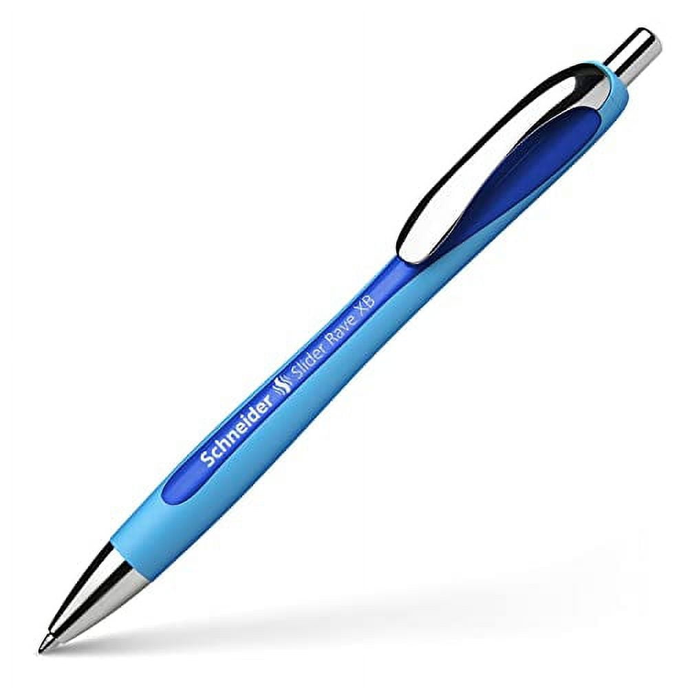 Schneider Slider Rave XB (Extra Broad) Ballpoint Pen, Refillable + Retractable, 1.4 mm, Light Blue Barrel, Blue Ink, Blister Pack of 1 Pen (73253)