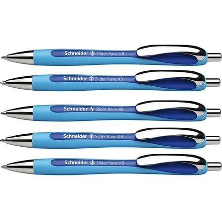 Schneider Slider Rave XB Retractable Ballpoint Pen Broad Point 1.4mm. Blue Ink 5/Box (PSY132503-5)