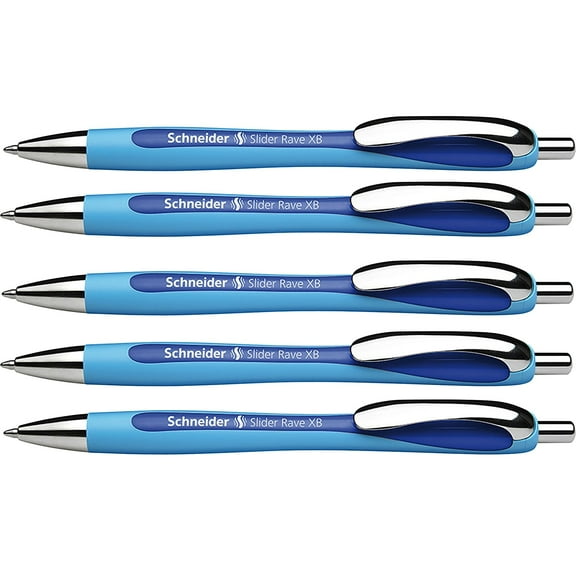 Schneider Slider Rave XB Retractable Ballpoint Pen Broad Point 1.4mm. Blue Ink 5/Box (PSY132503-5)