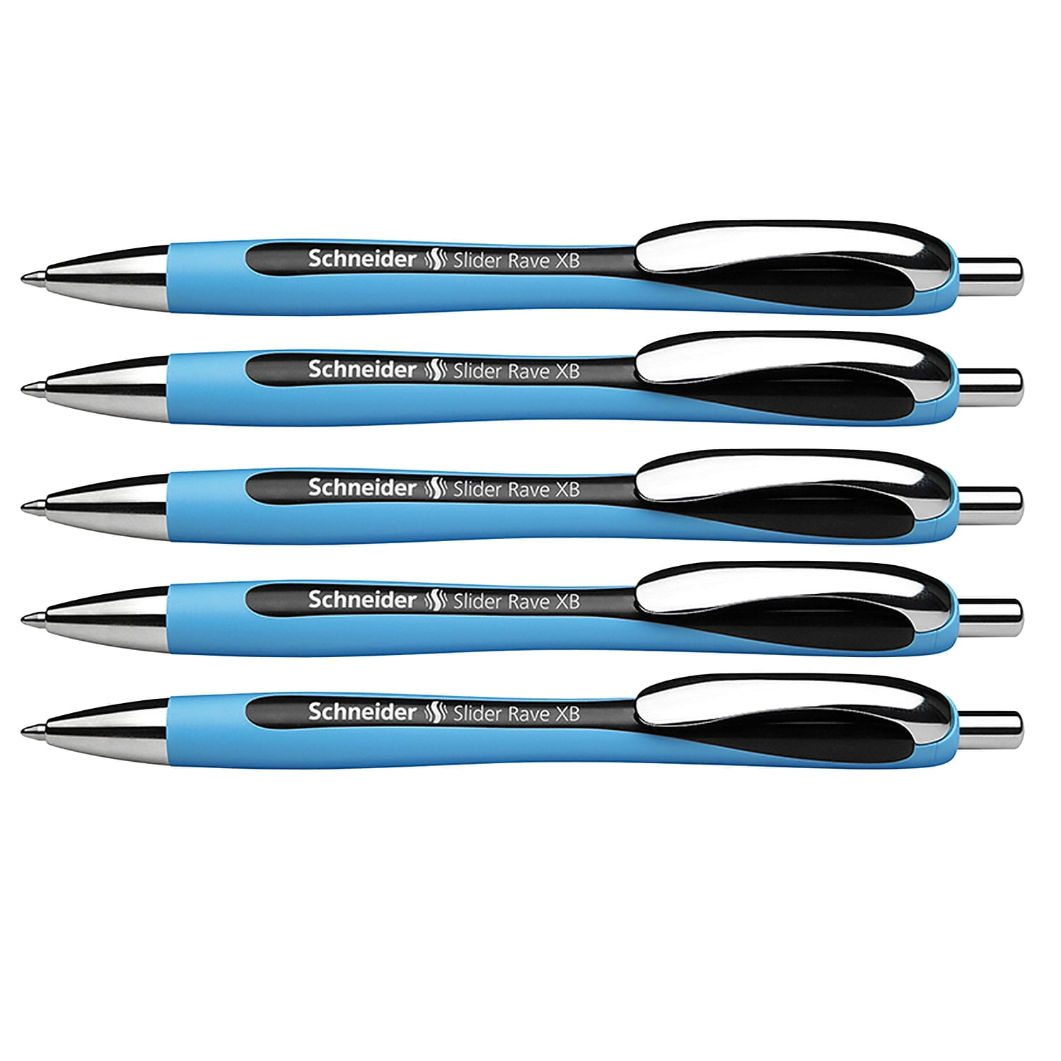 Schneider Slider Rave XB Retractable Ballpoint Pen Extra Broad Point 1.4mm. Black Pack of 5