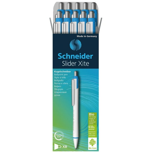 Schneider Slider Xite XB Refillable + Retractable Ballpoint Pen, 1.4 mm, Black Ink, Box of 10 Pens