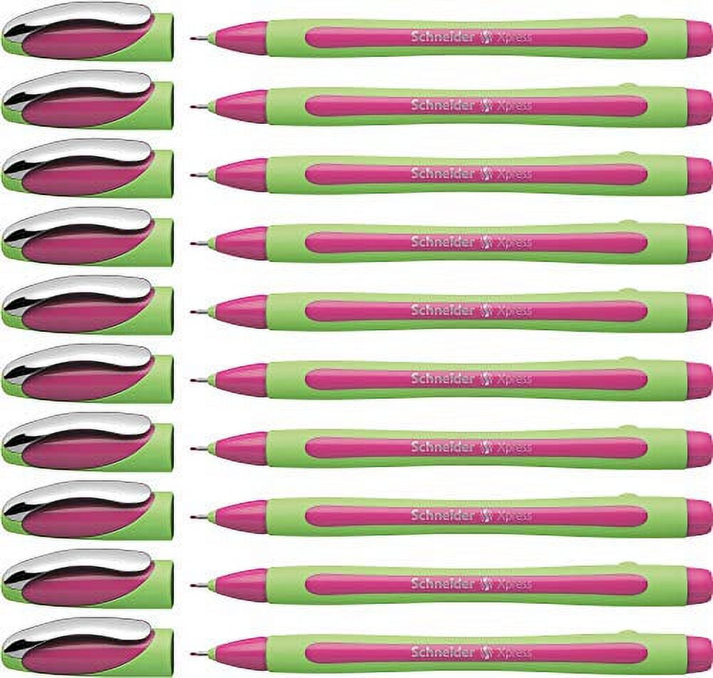 Schneider Xpress Premium Fineliner, 0.8 mm Porous Point, Light Green Ink, Pink Ink, Box of 10 Pens (190009)