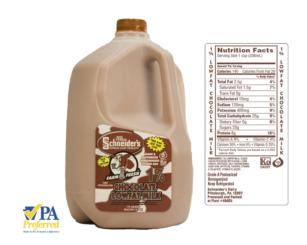 Schneider's Low-Fat Chocolate Milk, 1 Gallon