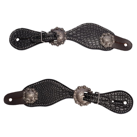 Schneiders Croc Print Spur Straps | Elegant Western Style | Color Black | Size Ladies