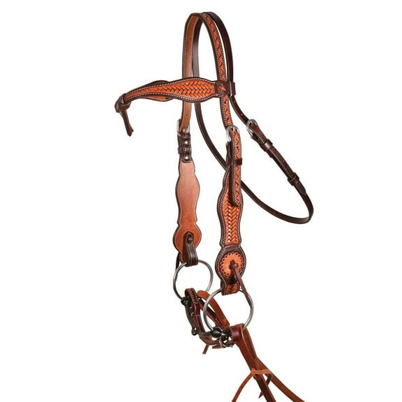 Schneiders Double S Basketweave Futurity Browband Headstall | Snaffle Bridle