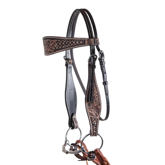 Schneiders Double S Reno Browband Headstall | Stainless Steel Buckle | Large Horse
