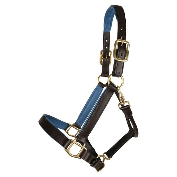 Schneiders Double Stitch Contrast Color Padded Leather Horses Halter | Brown Royal | Oversize