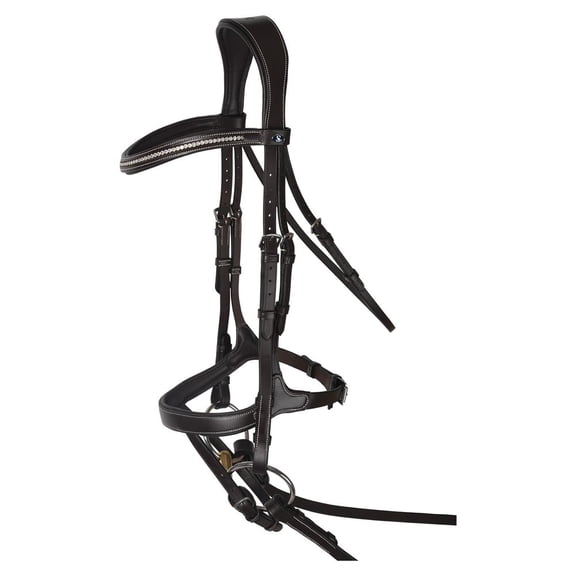 Schneiders Ergonomic Flash English Bridle with Clear Crystal Browband | Brown | Oversize